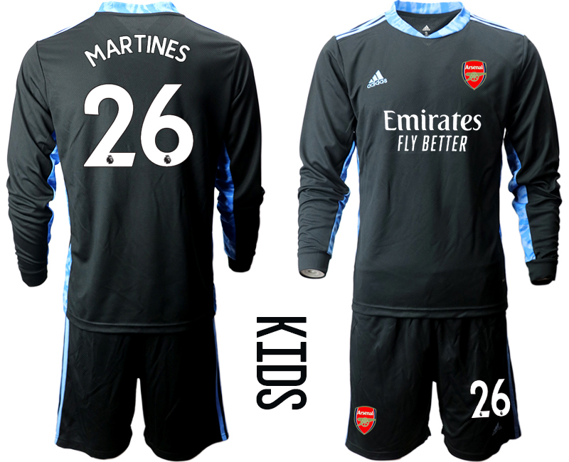 Youth 2020-2021 club Arsenal black long sleeved Goalkeeper #26 Soccer Jerseys2